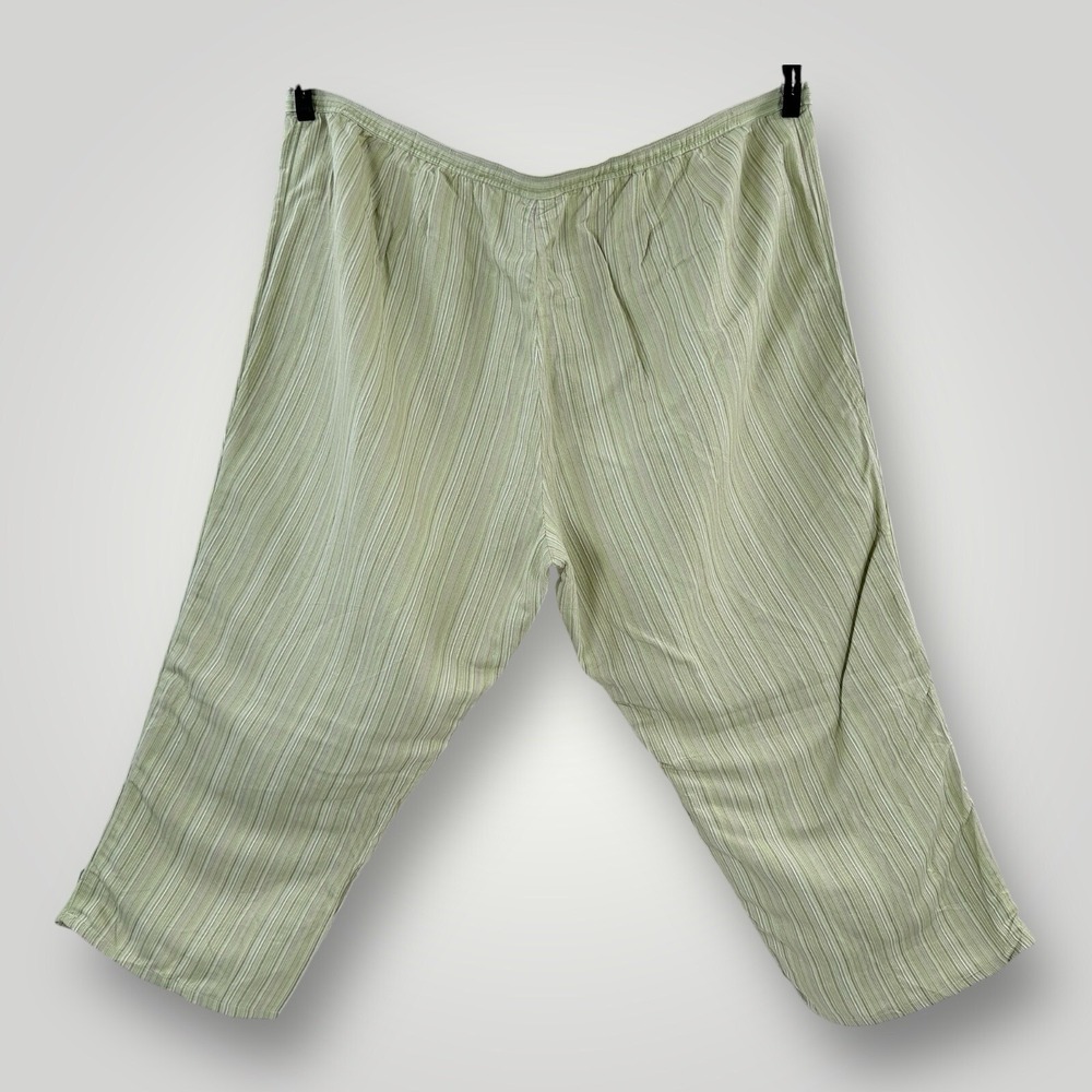 NEW Lane Bryant Wide Leg Pants Womans 26/28 Crop Linen Blend Sage Green NWT - Picture 2 of 5